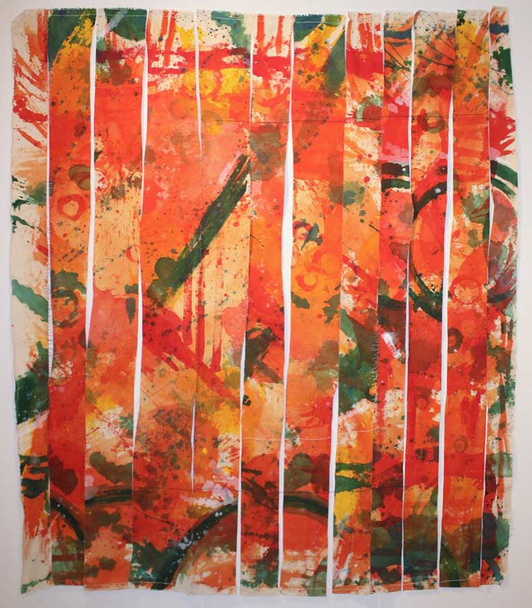 Apart, together, Vaiva Slapsys, 2018, 73x83, acrylic and thread on raw canvas